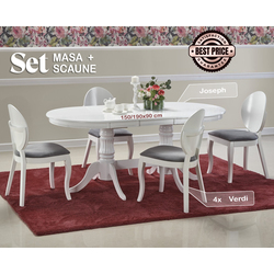 Set de sufragerie Halmar Joseph White + Verdi White/Gray (1+4)