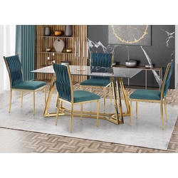 Обеденный набор Halmar Konami Black Marble/Golden + K436 Green Dark/Gold (1+4) Thumb