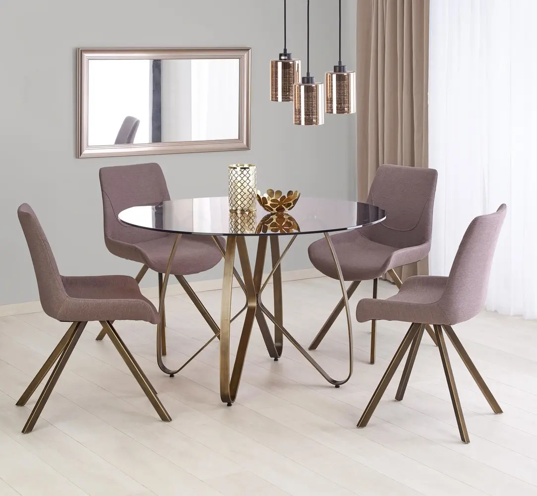 Обеденный набор Halmar Lungo Brown/Antique Gold + K290 Antique Rose/Antique Gold (1+4)