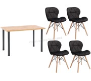 Обеденный набор Halmar Modex 2 120cm + Jumi Velvet SD-940369 Wotan Oak/Black (1+4)