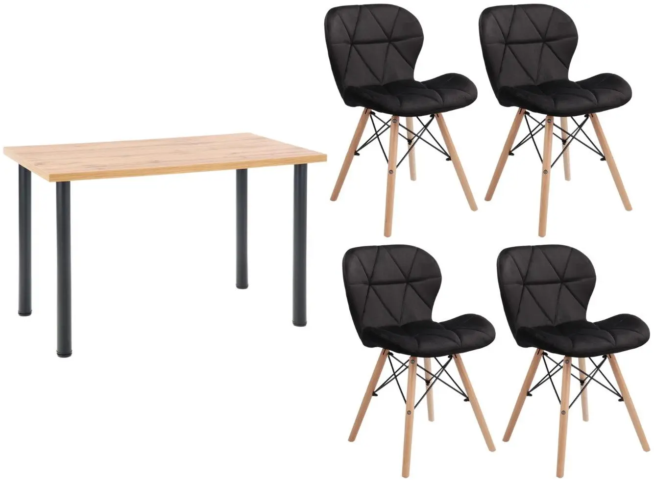 Обеденный набор Halmar Modex 2 120cm + Jumi Velvet SD-940369 Wotan Oak/Black (1+4)