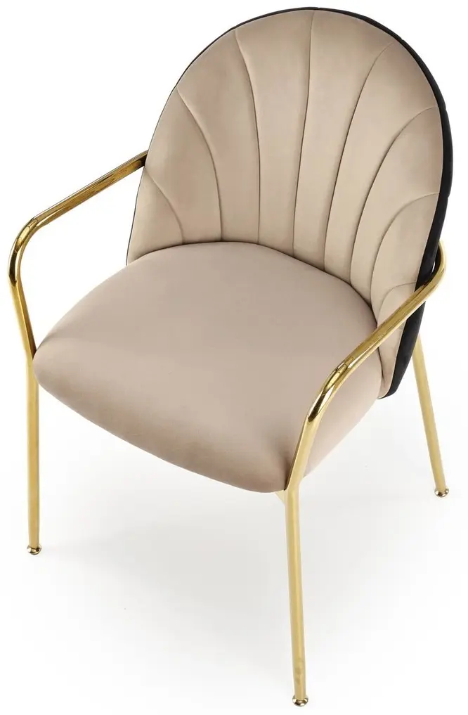 Обеденный набор Halmar Morata White Marble/Black/Gold + K500 Beige/Black/Gold (1+2)