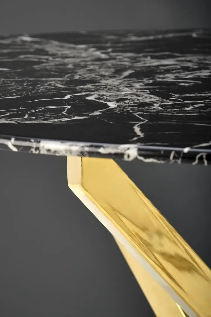 Обеденный набор Halmar Raymond 2 Black Marble/Gold + K517 Dark Green/Gold (1+2)