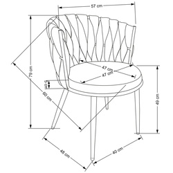 Обеденный набор Halmar Raymond 2 White Marble/Gold + K517 Grey/Gold (1+2) Thumb