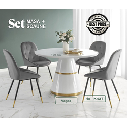 Set de sufragerie Halmar Vegas White/Gold + K437 Gray/Black/Gold (1+4) Thumb