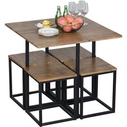 Обеденный набор Homcom 835-083V01 80x75 cm 1+4 (Walnut/Black) Thumb