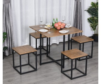 Set de sufragerie Homcom 835-083V01 80x75 cm 1+4 (Walnut/Black)