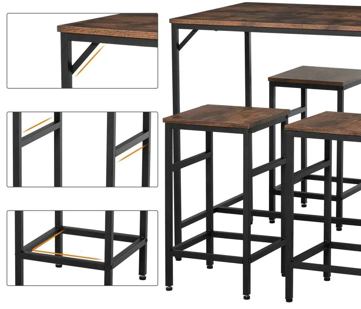 Set de sufragerie Homcom 835-337 100 cm 1+4 (Dark Brown/Black)