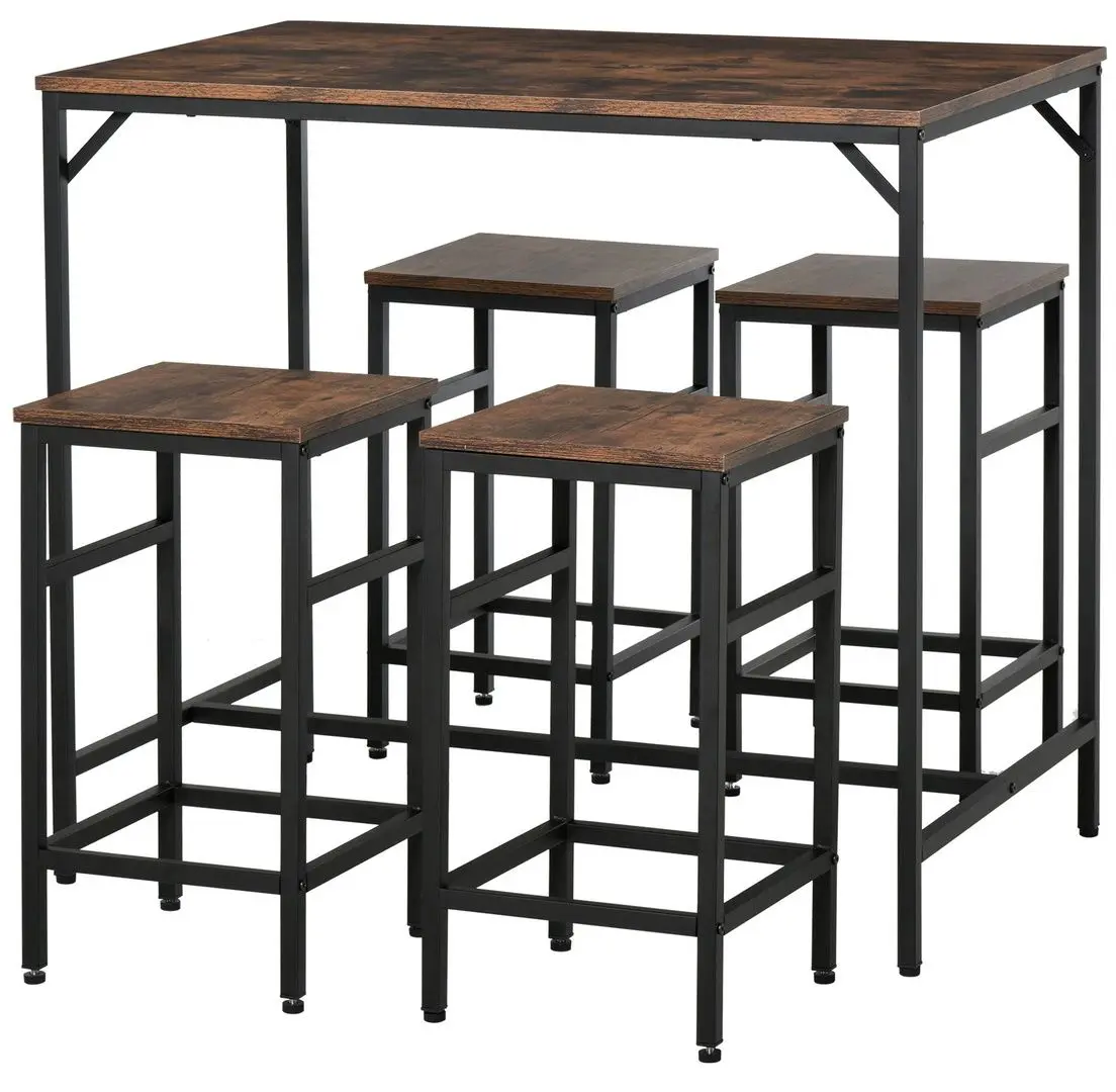 Set de sufragerie Homcom 835-337 100 cm 1+4 (Dark Brown/Black)