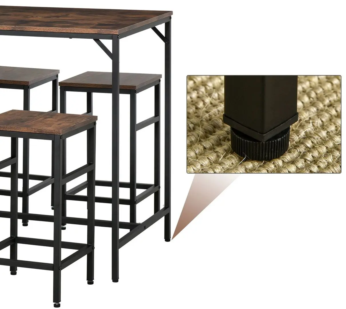 Set de sufragerie Homcom 835-337 100 cm 1+4 (Dark Brown/Black)