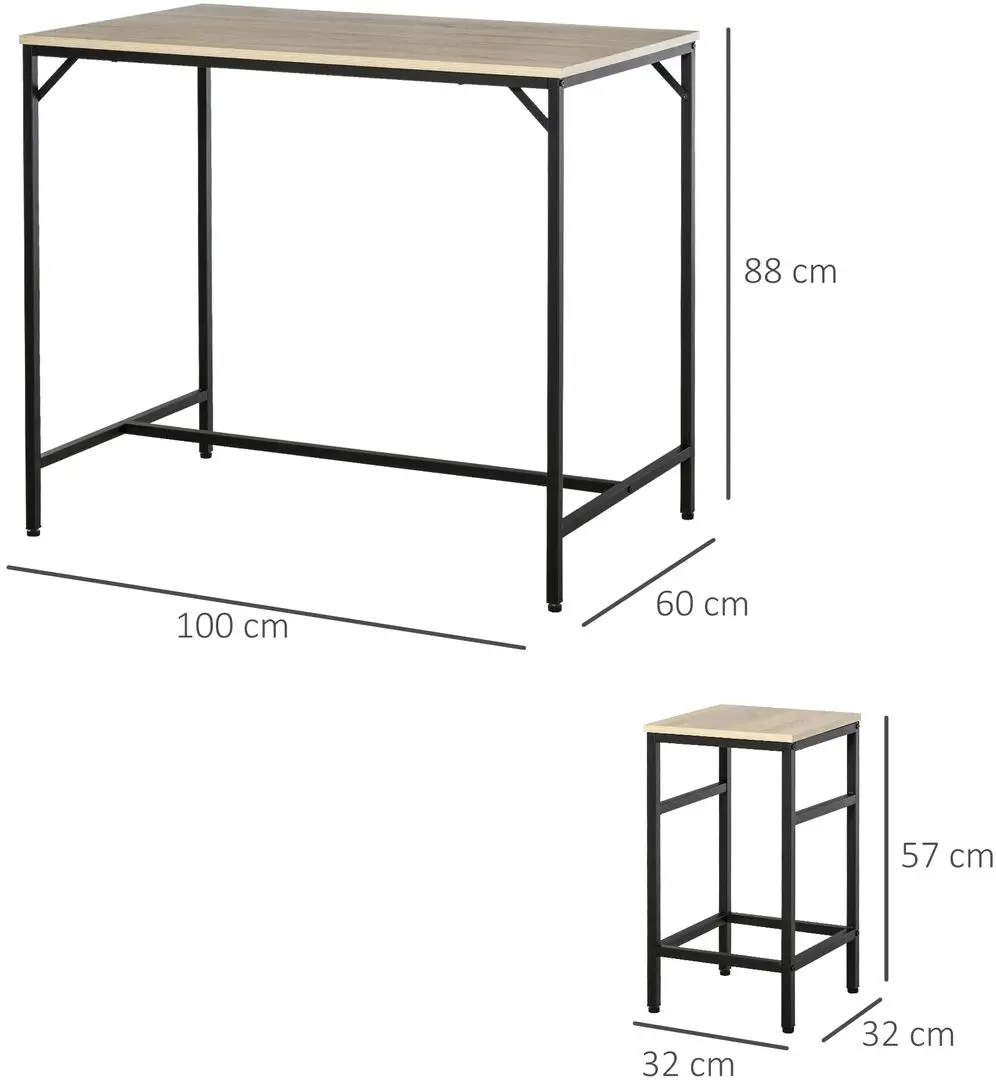 Set masa scaune Homcom 835-337V00ND 100 cm 1+4 (Black/Wood)