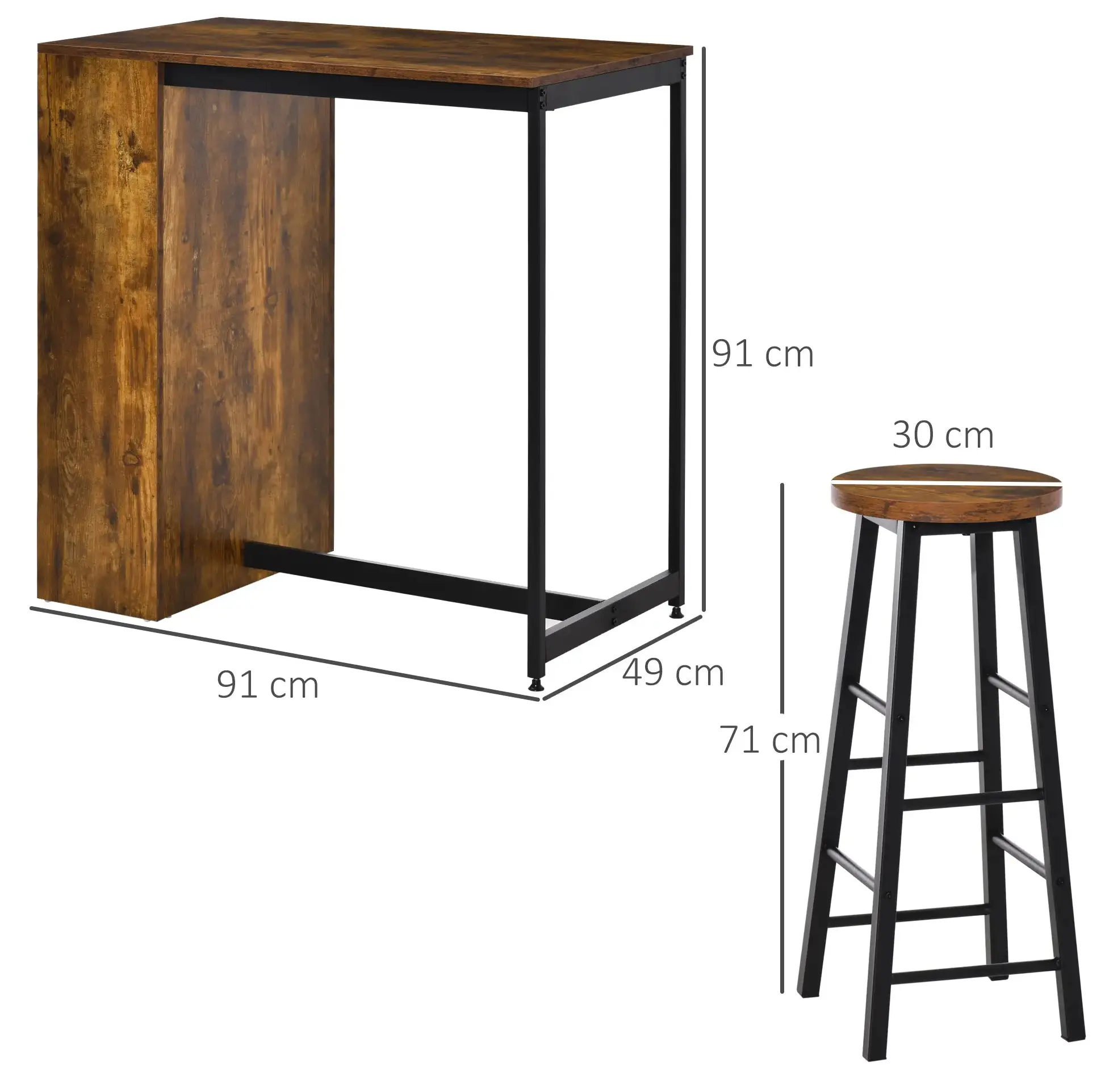 Обеденный набор Homcom 835-489V80RB (Rustic Brown)