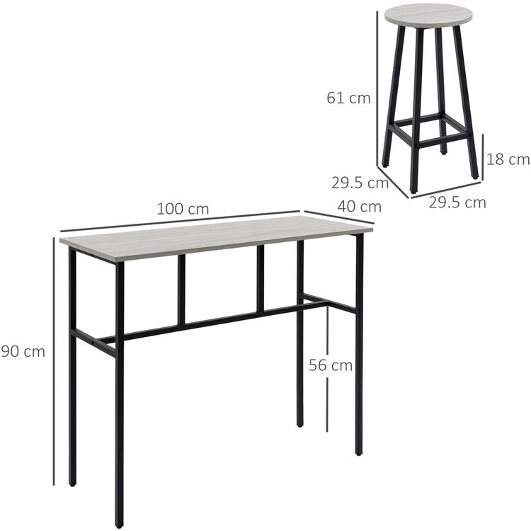 Обеденный набор Homcom 835-678GY 100 cm 2+4 (Grey/Black)
