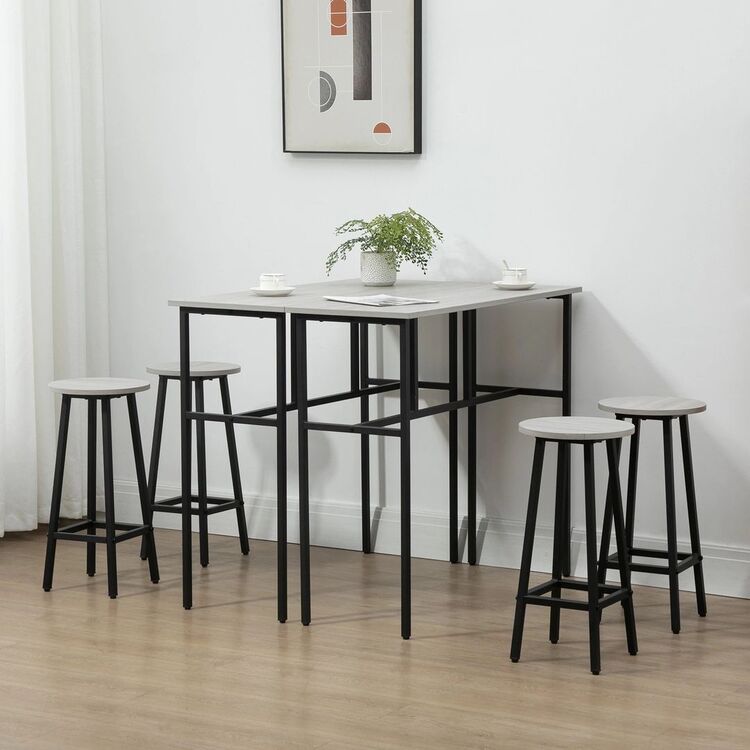 Обеденный набор Homcom 835-678GY 100 cm 2+4 (Grey/Black)