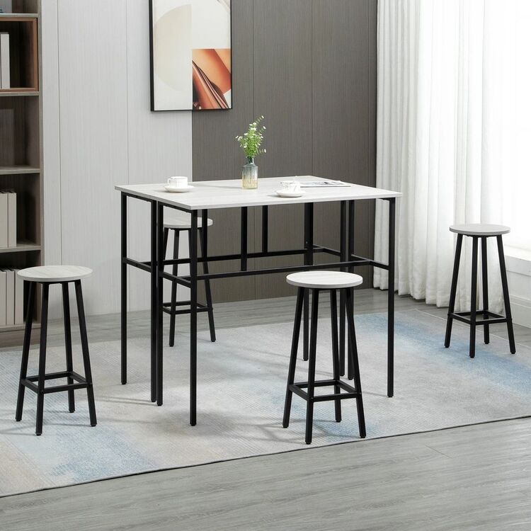 Обеденный набор Homcom 835-678GY 100 cm 2+4 (Grey/Black)