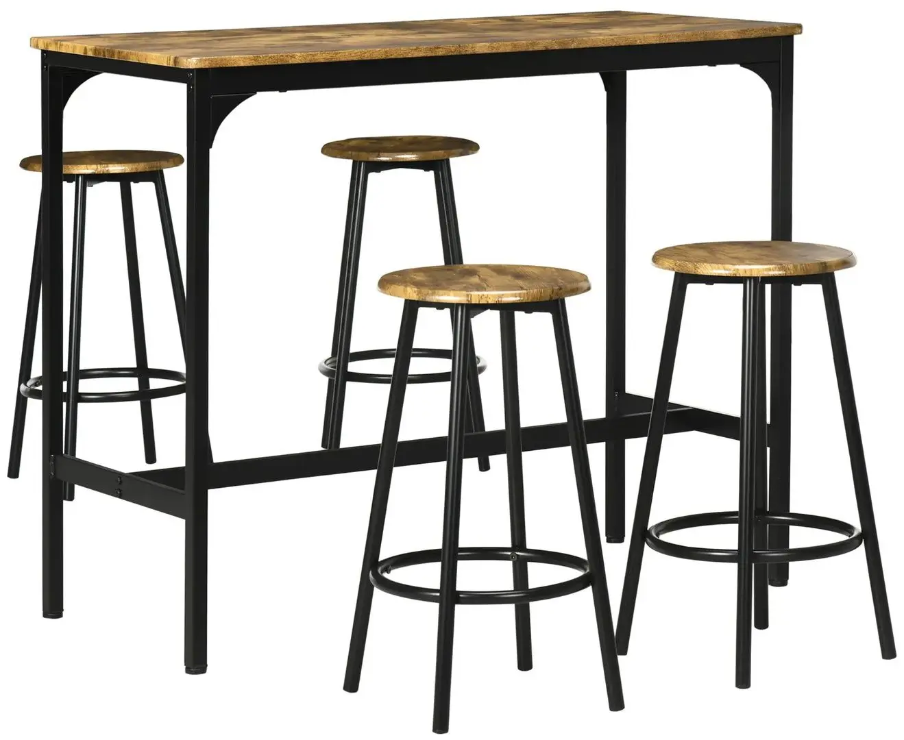 Set masa scaune Homcom 835-890V00RB 110 cm (Rustic Brown/Black)