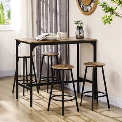 Обеденный набор Homcom 835-890V00RB 110 cm (Rustic Brown/Black)