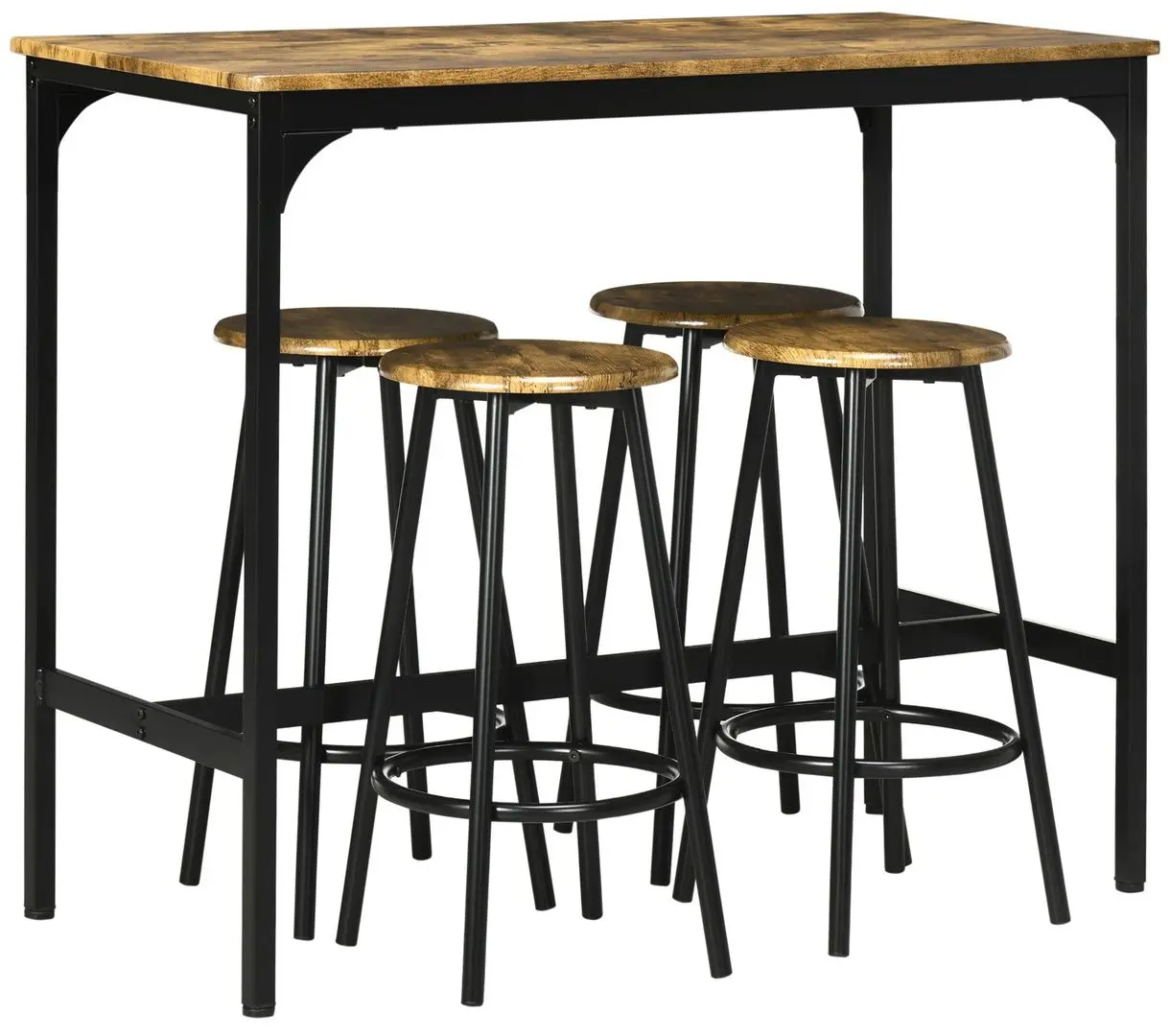 Set masa scaune Homcom 835-890V00RB 110 cm (Rustic Brown/Black)