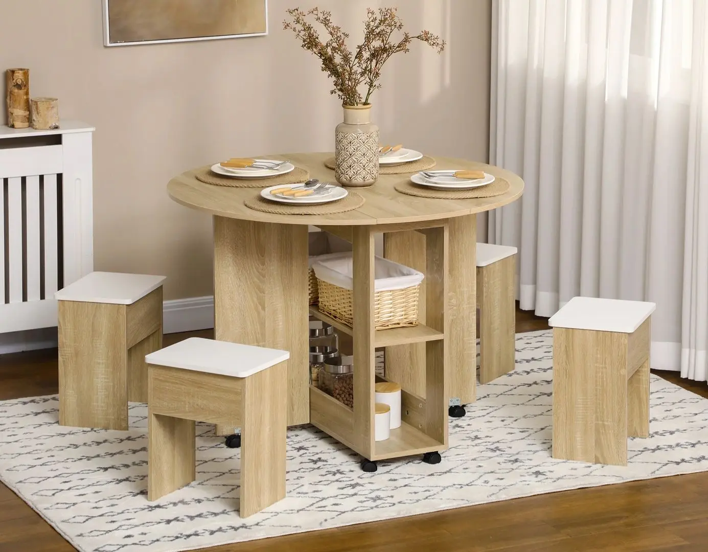 Обеденный набор Homcom 835-927V00AK 110 cm 1+4 (Oak)