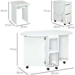Set masa scaune Homcom 835-955V00WT 125 cm 1+4 (White) Thumb