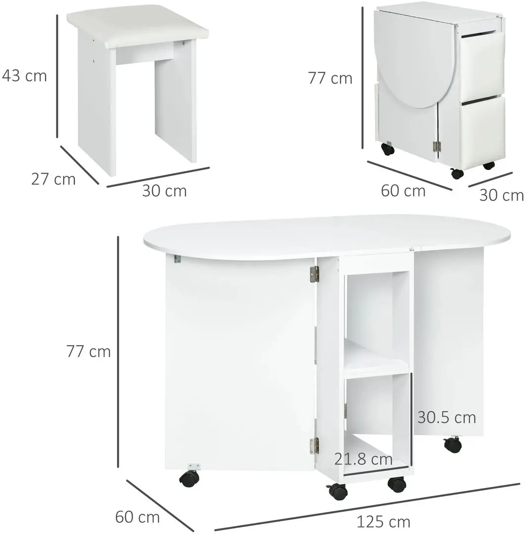 Set masa scaune Homcom 835-955V00WT 125 cm 1+4 (White) - 4