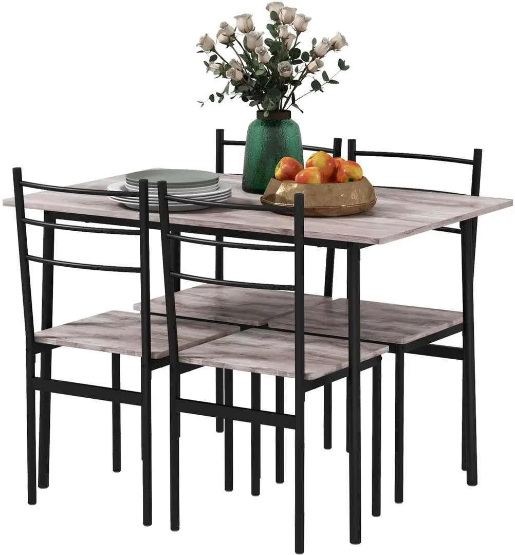 Set masa scaune Homcom 83A-051V80LR 110 cm 1+4 (Brown/Black)