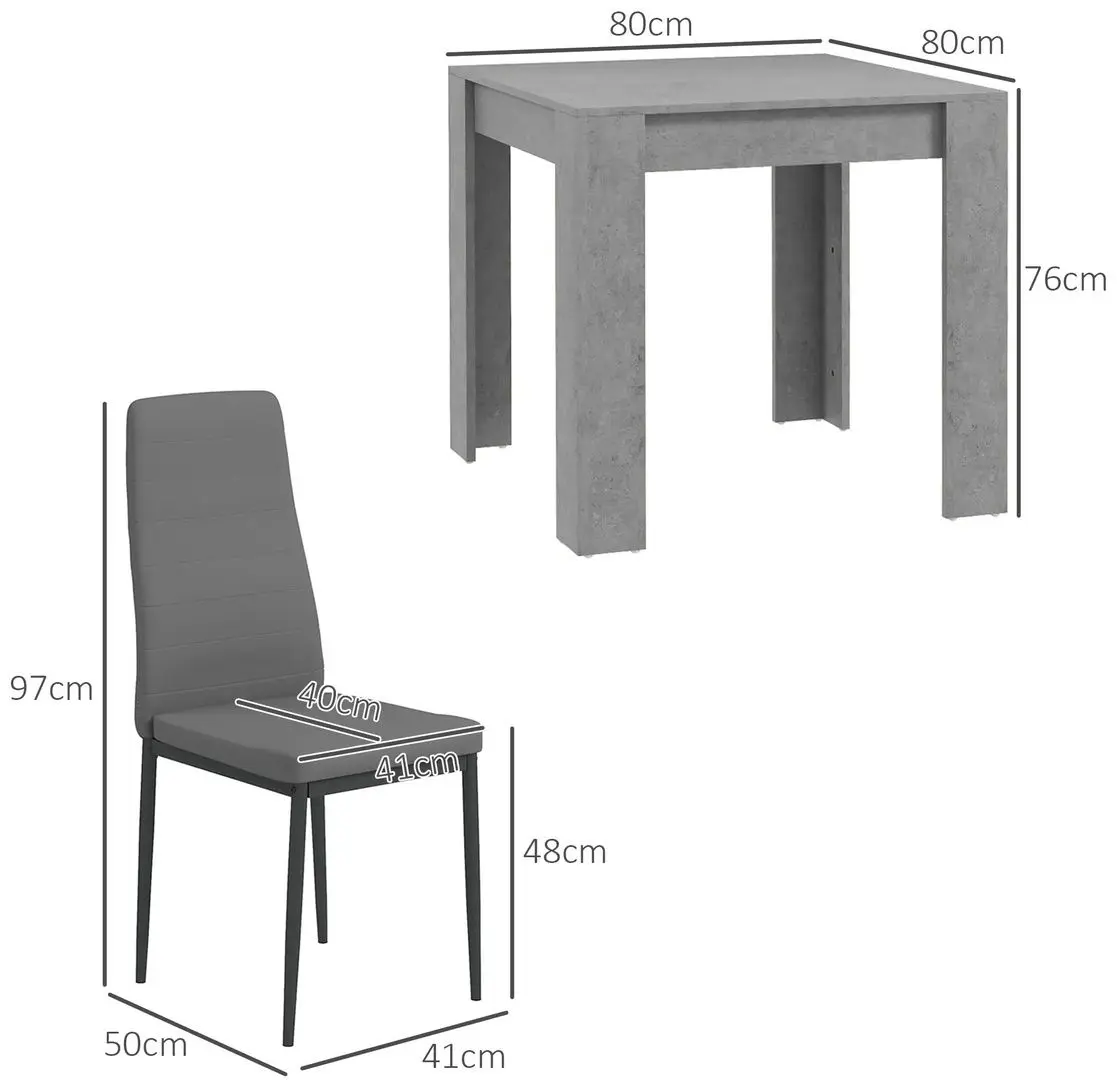 Обеденный набор Homcom 83A-079V80GY 80x76 cm 1+2 (Grey/Black) - 2