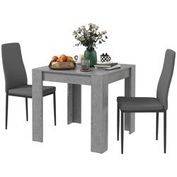 Обеденный набор Homcom 83A-079V80GY 80x76 cm 1+2 (Grey/Black) Thumb