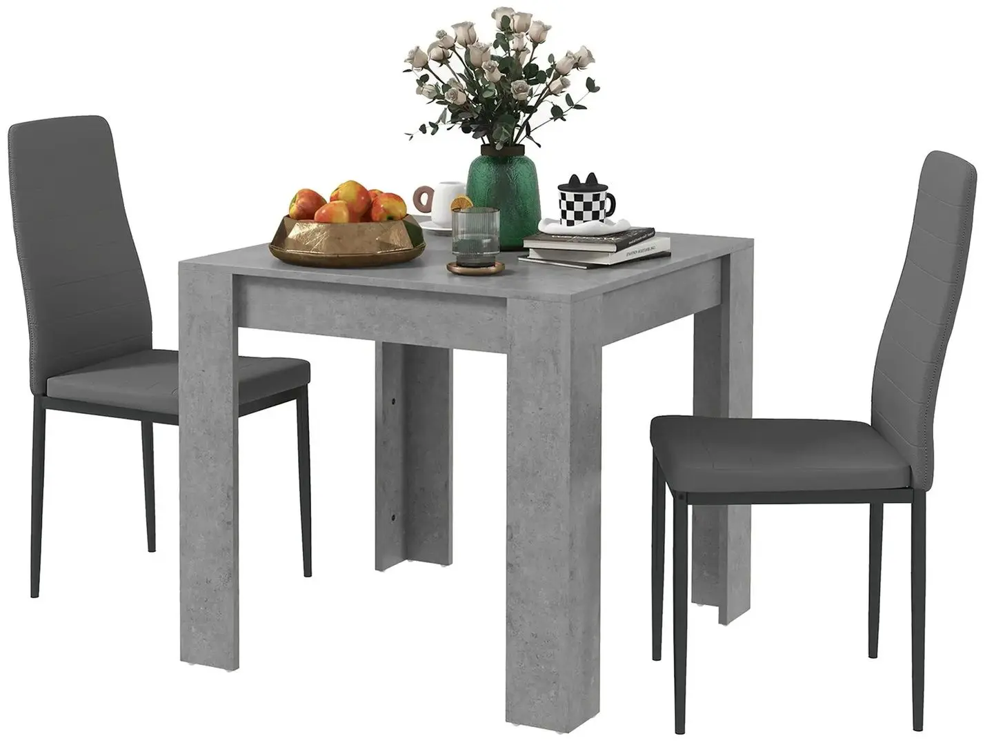 Обеденный набор Homcom 83A-079V80GY 80x76 cm 1+2 (Grey/Black) - 3