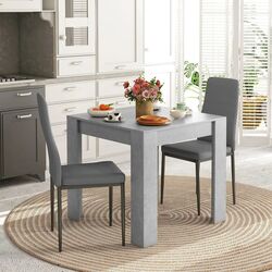 Обеденный набор Homcom 83A-079V80GY 80x76 cm 1+2 (Grey/Black)