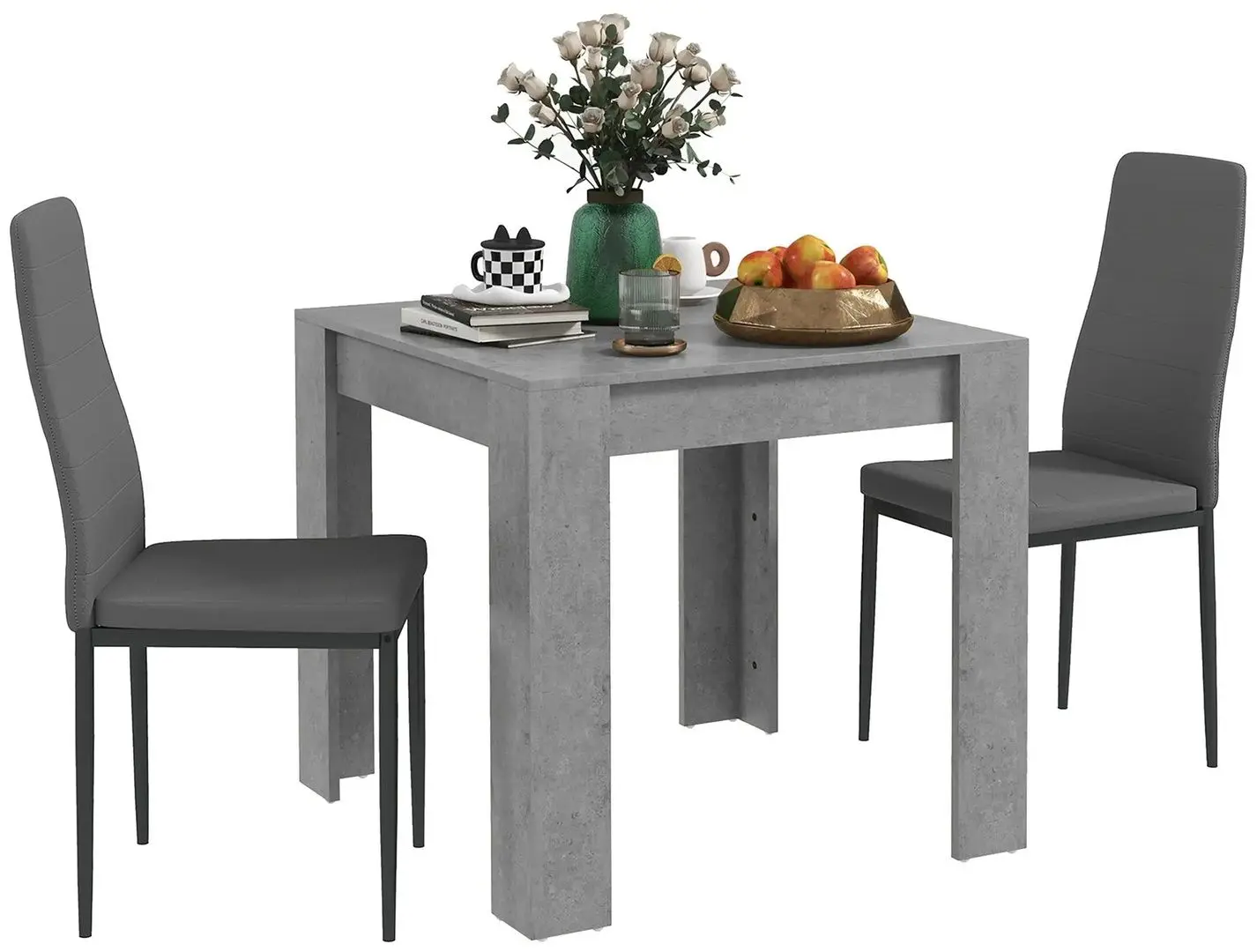 Обеденный набор Homcom 83A-079V80GY 80x76 cm 1+2 (Grey/Black) - 4