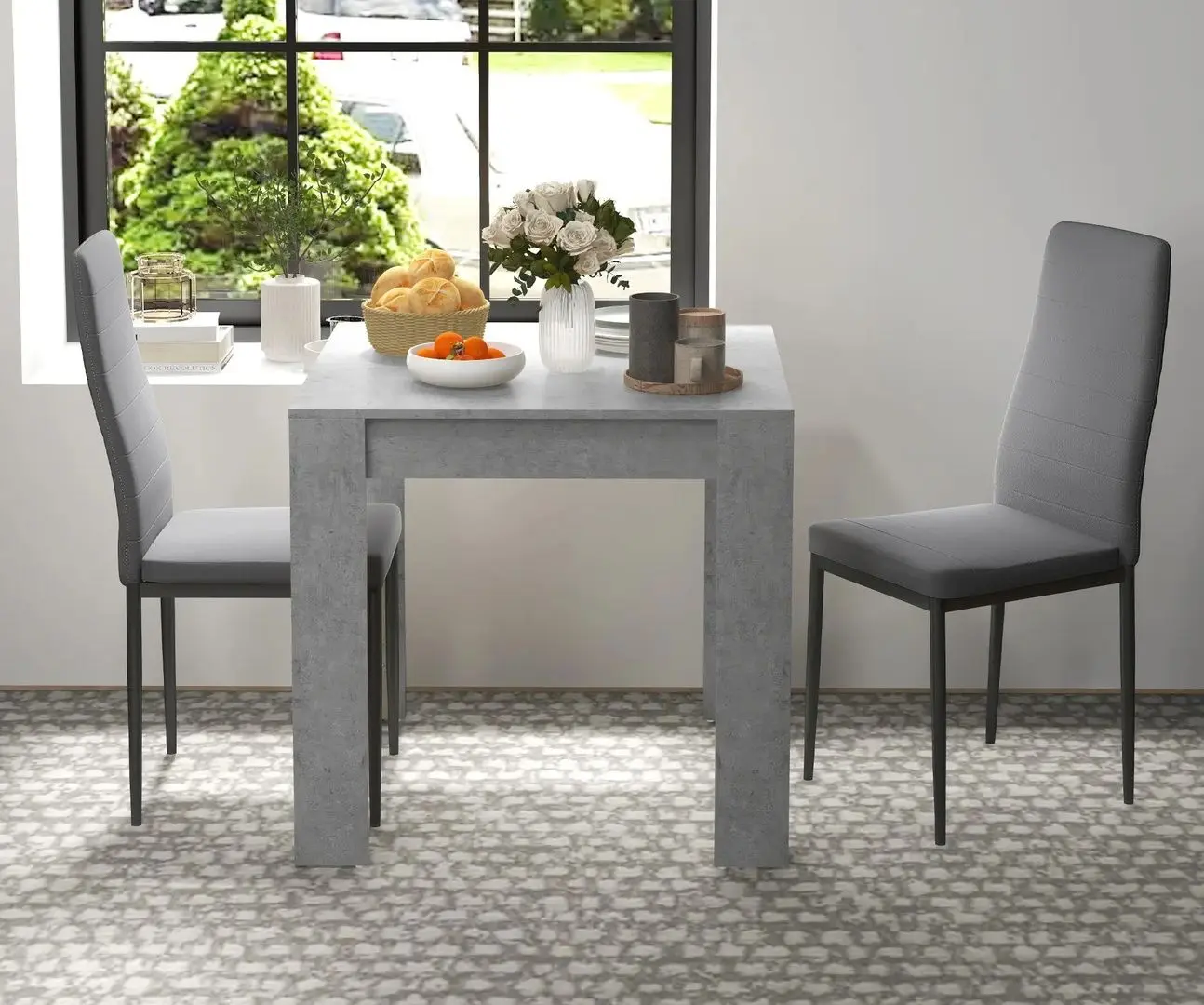 Обеденный набор Homcom 83A-079V80GY 80x76 cm 1+2 (Grey/Black) - 7