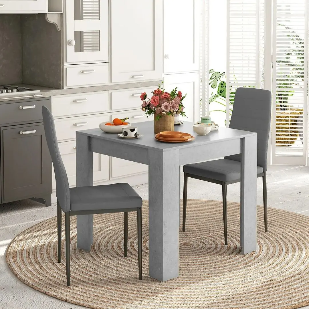 Обеденный набор Homcom 83A-079V80GY 80x76 cm 1+2 (Grey/Black)