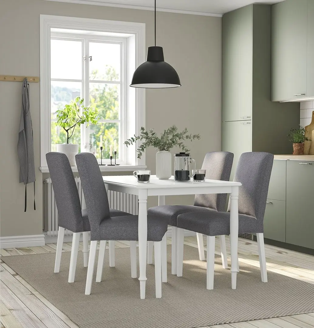 Set masa scaune Ikea Danderyd/Bergmund/Gunnared 130cm 1+4 (Alb/Gri mediu)