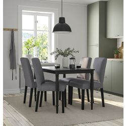Set masa scaune Ikea Danderyd/Bergmund/Gunnared 130cm 1+4 (Negru/Gri mediu)