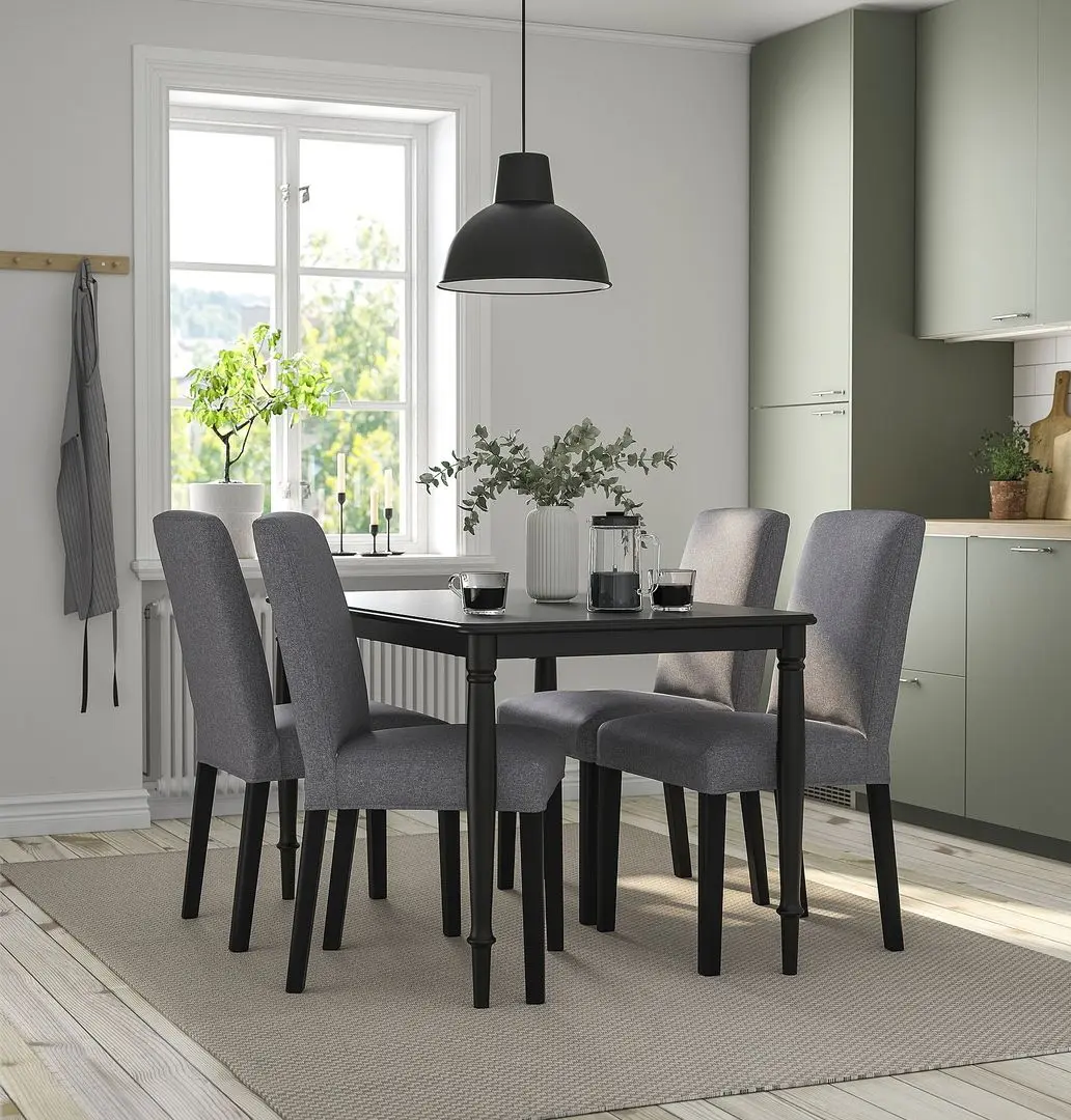 Set masa scaune Ikea Danderyd/Bergmund/Gunnared 130cm 1+4 (Negru/Gri mediu)