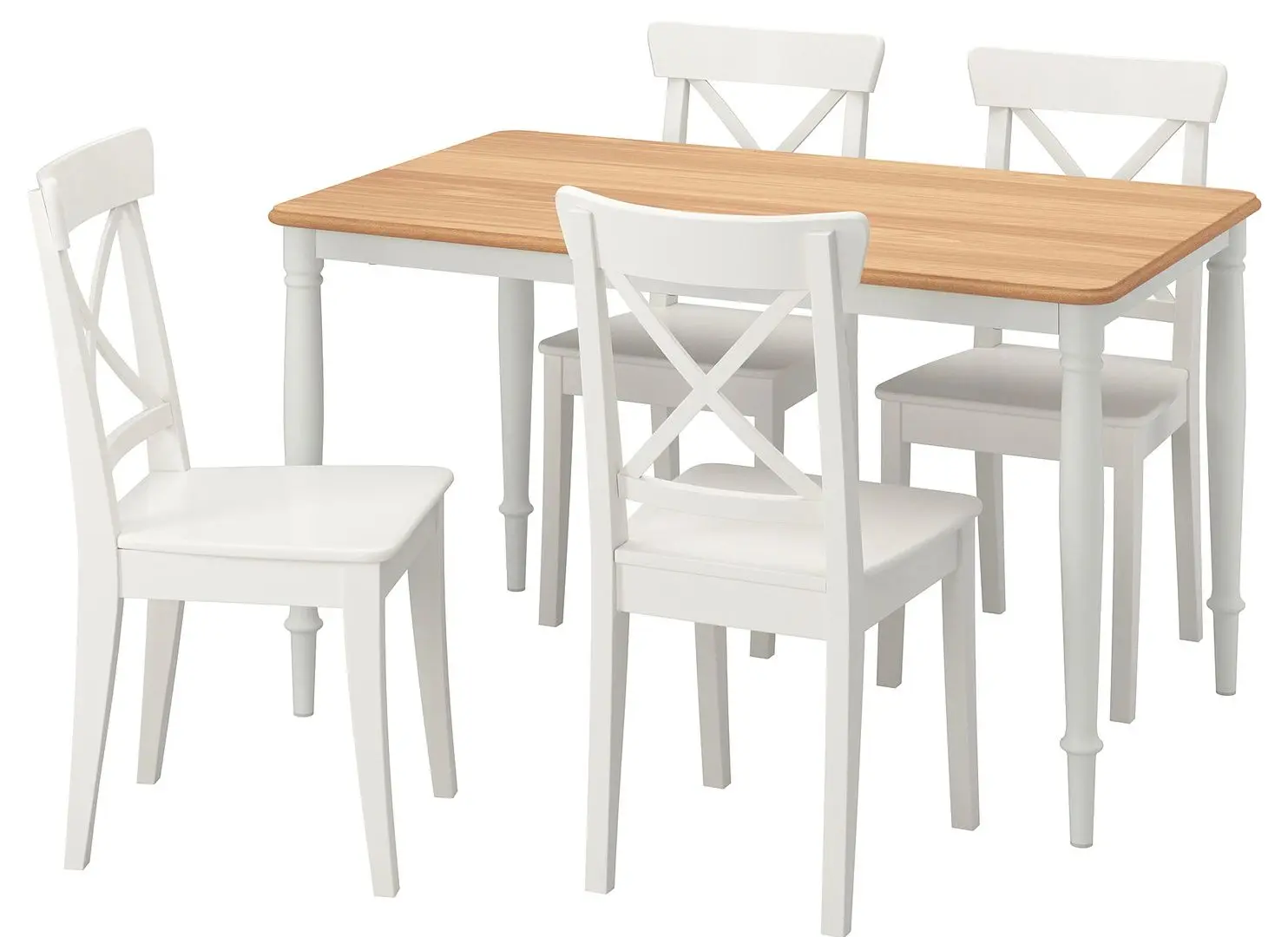 Set masa scaune Ikea Danderyd/Ingolf 130x80cm 1+4 (Furnir stejar/Alb)