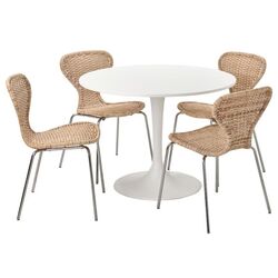 Set de sufragerie Ikea Docksta/Alvsta 103 Alb/Ratan (1+4)