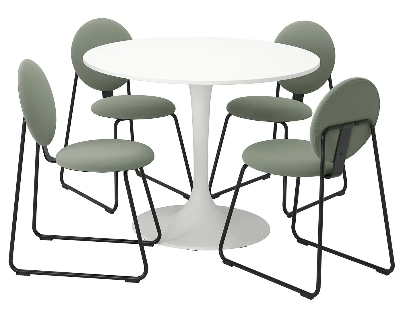 Set de sufragerie Ikea Docksta/Manhult 103cm Alb/Hakebo Gri-Verde (1+4) - 2