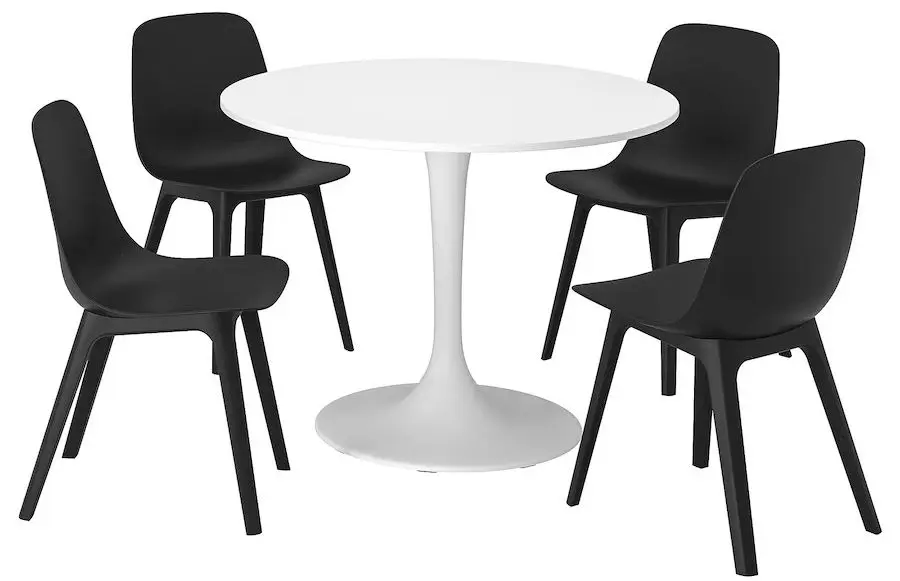 Set masa scaune Ikea Docksta/Odger 103cm Alb/Antracit (1+4)