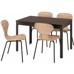 Set masa scaune Ikea Ekedalen/Alvsta 120/180cm 1+4 (Maro inchis/Ratan/Negru) Thumb