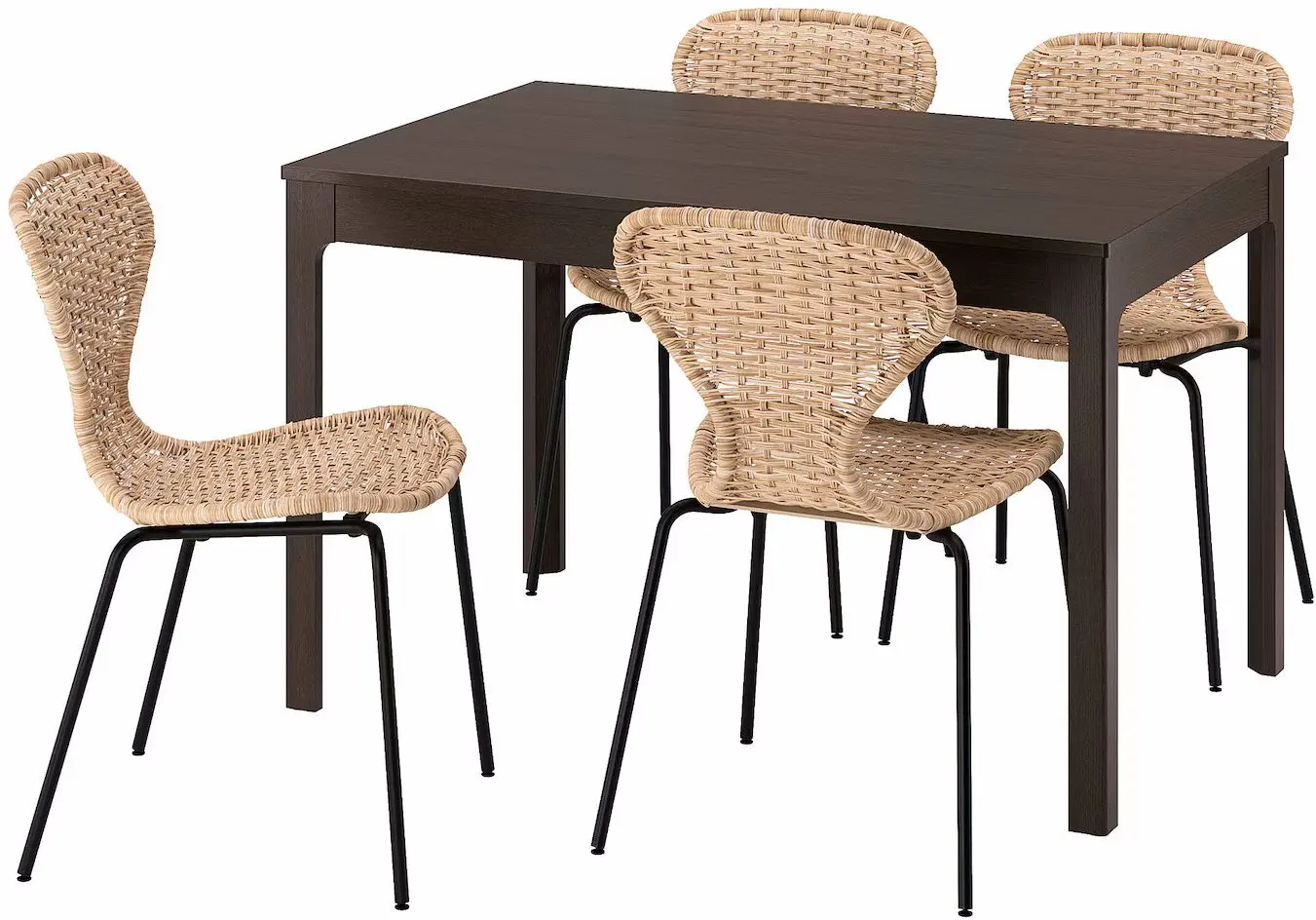 Set masa scaune Ikea Ekedalen/Alvsta 120/180cm 1+4 (Maro inchis/Ratan/Negru) - 2