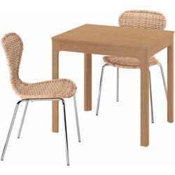 Set masa scaune Ikea Ekedalen/Alvsta 80/120cm 1+2 (Stejar/Ratan/Crom) Thumb