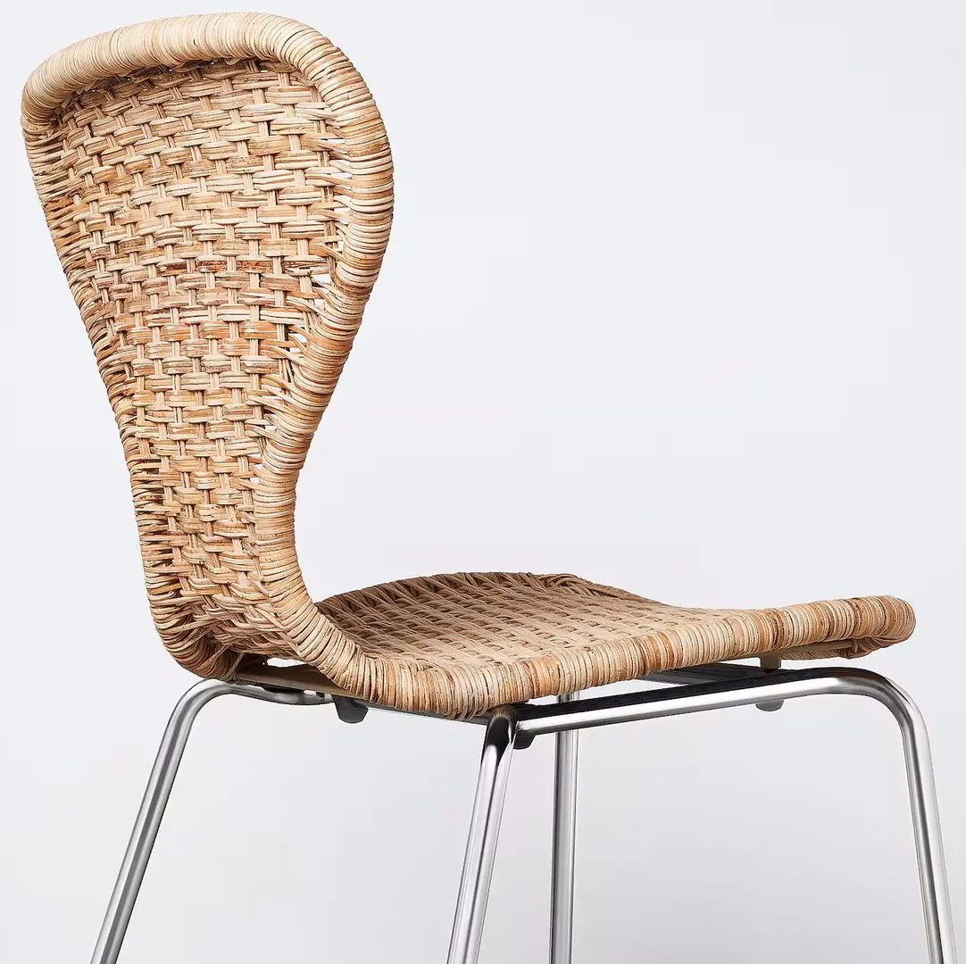 Set masa scaune Ikea Ekedalen/Alvsta 80/120cm 1+2 (Stejar/Ratan/Crom) - 5