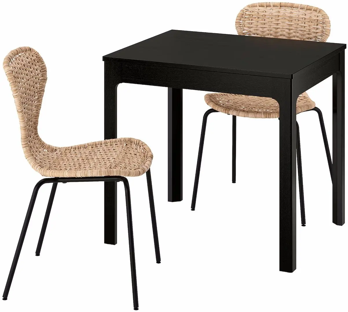 Set masa scaune Ikea Ekedalen/Alvsta 80/120cm 1+2 (Maro inchis/Ratan/Negru) - 2