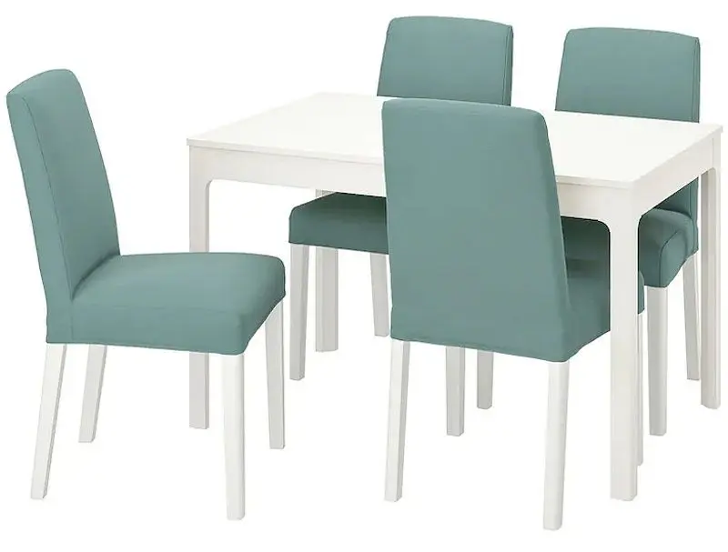 Set masa scaune Ikea Ekedalen/Bergmund 120x180 Alb/Ljungen Verde Deschis (1+4)