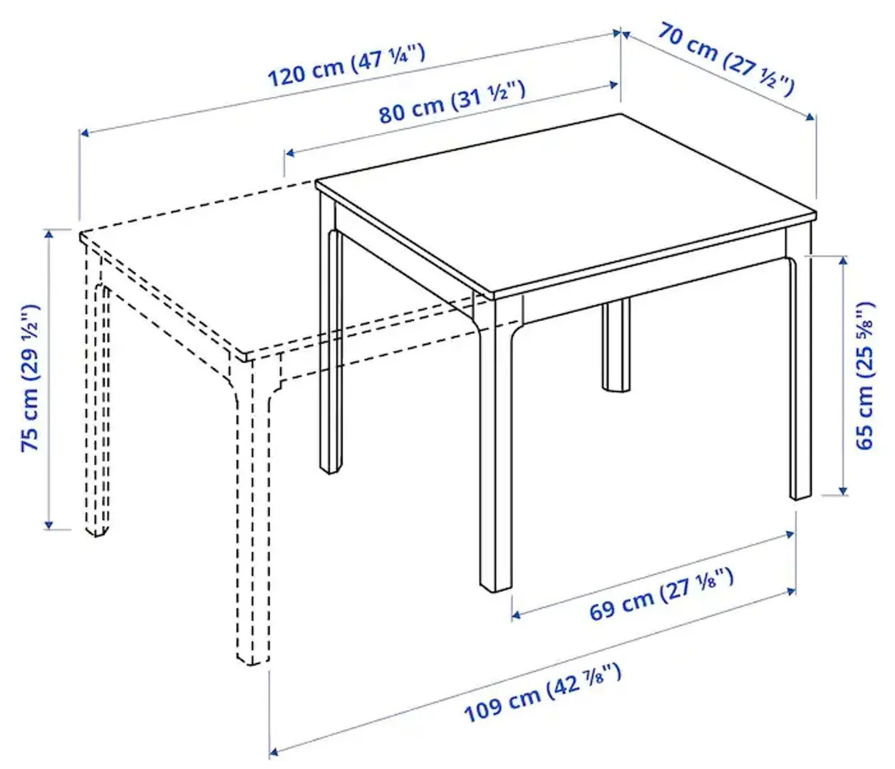 Set masa scaune Ikea Ekedalen/Orrsta 80/120cm 1+2 (Maro/Gri)