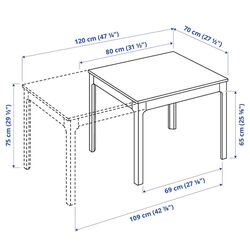 Обеденный набор Ikea Ekedalen/Kattil/Knisa 80/120см 1+2 (Белый/Серый) Thumb