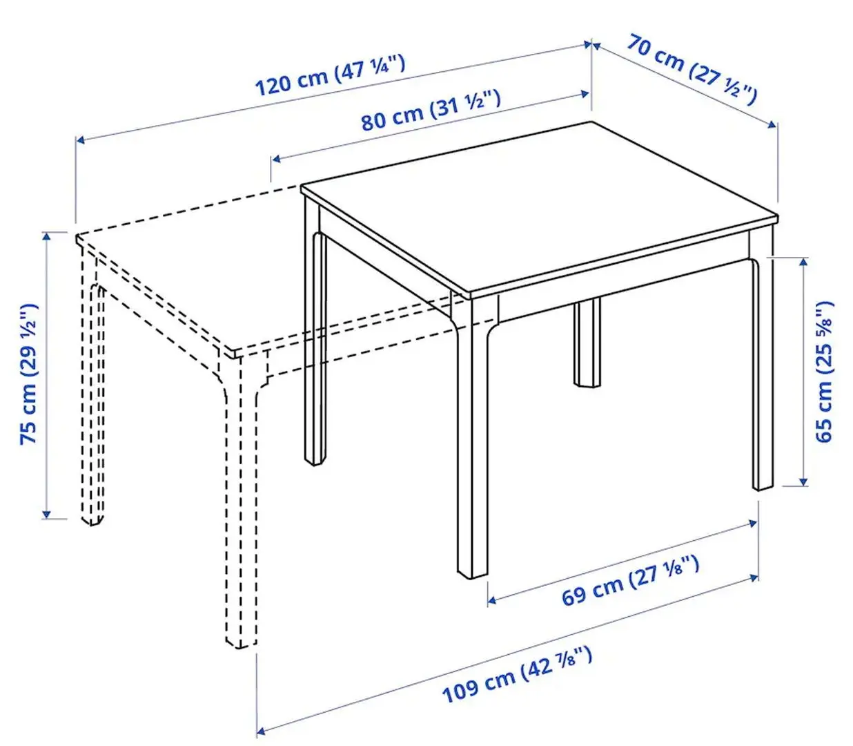 Обеденный набор Ikea Ekedalen/Kattil/Knisa 80/120см 1+2 (Белый/Серый)