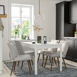 Обеденный набор Ikea Ekedalen/Klinten 120/180 Белый/Киланда Светло-бежевый (1+4)
